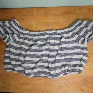 White and Blue Striped Aerie Croptop